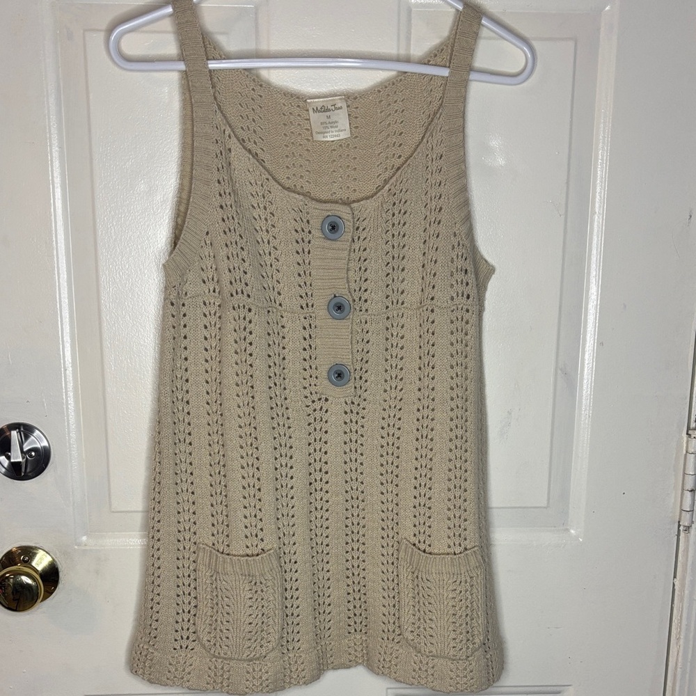Matilda Jane Cream Eyelet Knit Tank Dress